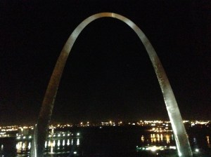 Night view of Arch from hotel room